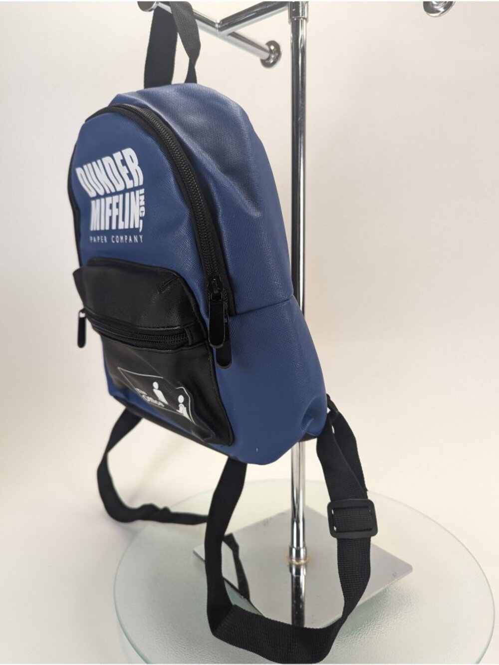 Dunder Mifflin Paper Mini Backpack Blue Faux Leather The Office TV Show - EUC - Picture 5 of 6
